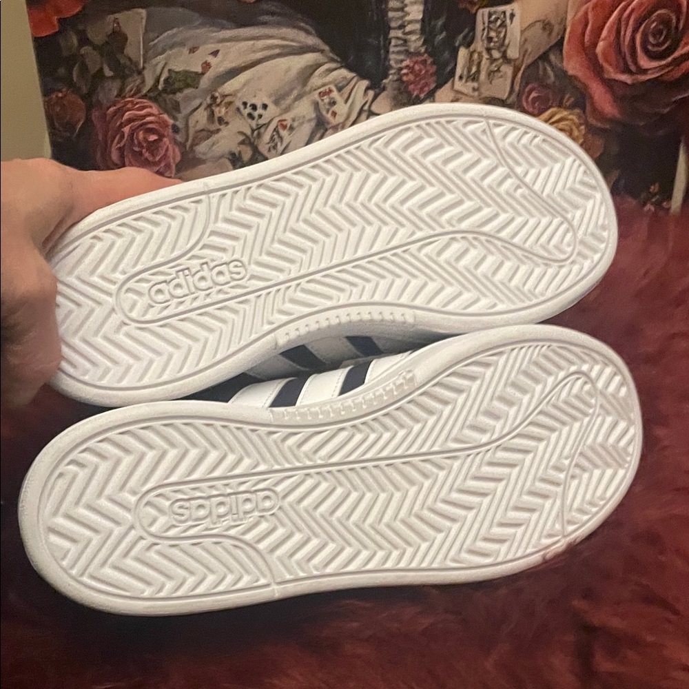 #48 Adidas Grand Court Alpha Dark Blue suede&White leather stripes NWT men 7.5sz - Picture 8 of 8